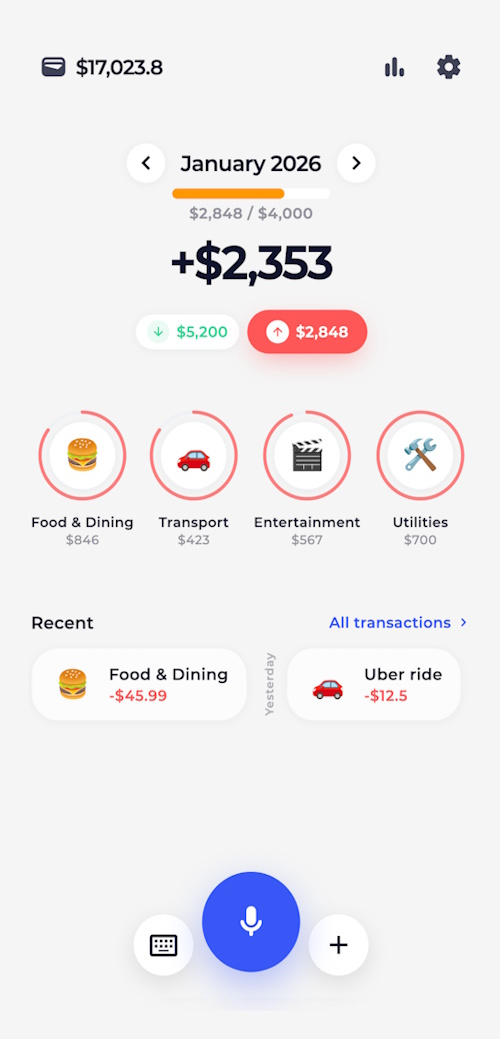 Budget AI: account balance, budgets and recent transactions
